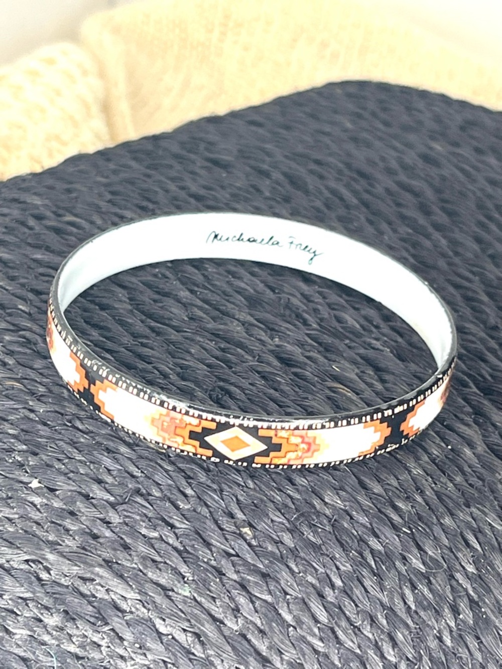 Vintage Michaela Frey 6 - 6.5 Austrian Enameled Bangle Bracelet 60s/70s